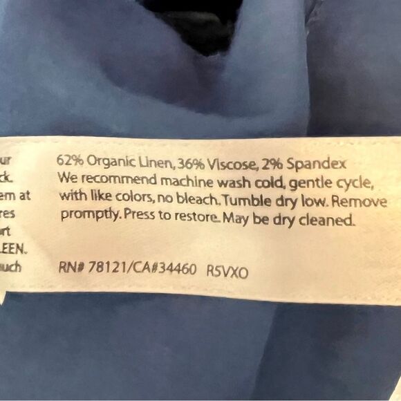 Eileen Fisher Organic Linen Blend Full Zip Lightweight Blazer Pockets Blue large - Picture 9 of 10